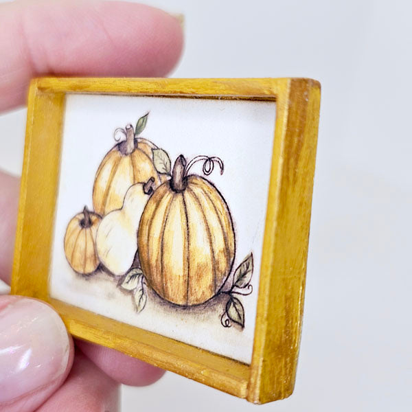 Miniature Pumpkins No.3:1 for Dollhouse Handmade Wooden Framed Art