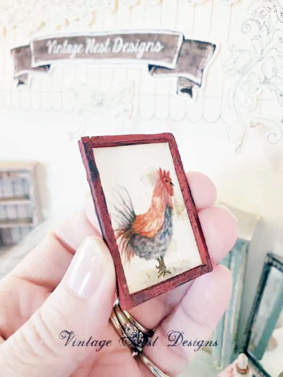 Miniature Rooster No.3:1 Handmade for Dollhouse Diorama Shadow Box