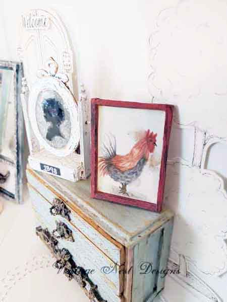 Miniature Rooster No.3:1 Handmade for Dollhouse Diorama Shadow Box