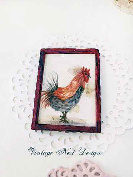Miniature Rooster No.3:1 Handmade for Dollhouse Diorama Shadow Box