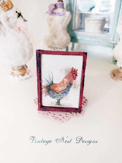 Miniature Rooster No.3:1 Handmade for Dollhouse Diorama Shadow Box