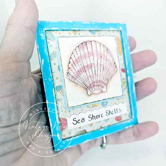 Seashell No.2:1 Dollhouse Miniature Handmade Wooden Framed Art