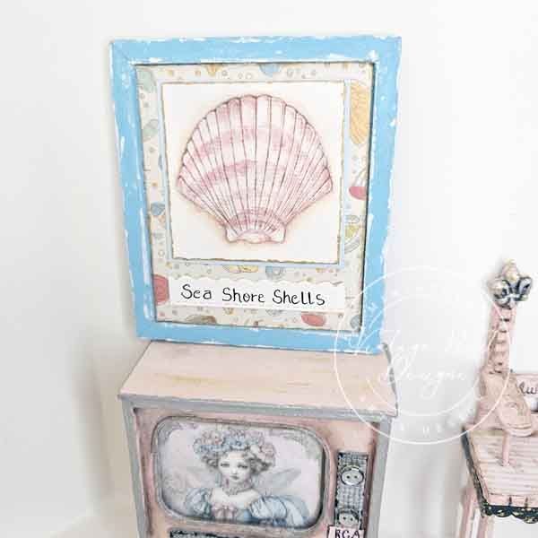 Coquillage n° 2 : Miniature de maison de poupée, cadre en bois fait à la main