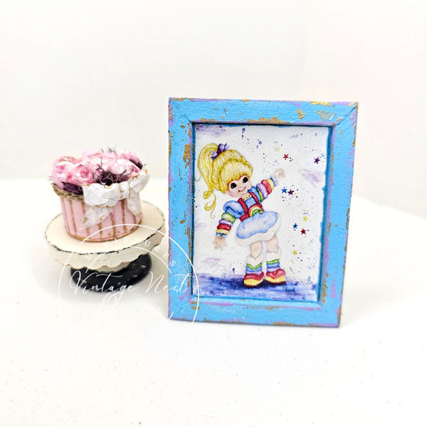 Miniature Rainbow Bright No.1-1 Blue Art, 1:12 Scale Dollhouse Shadow Box