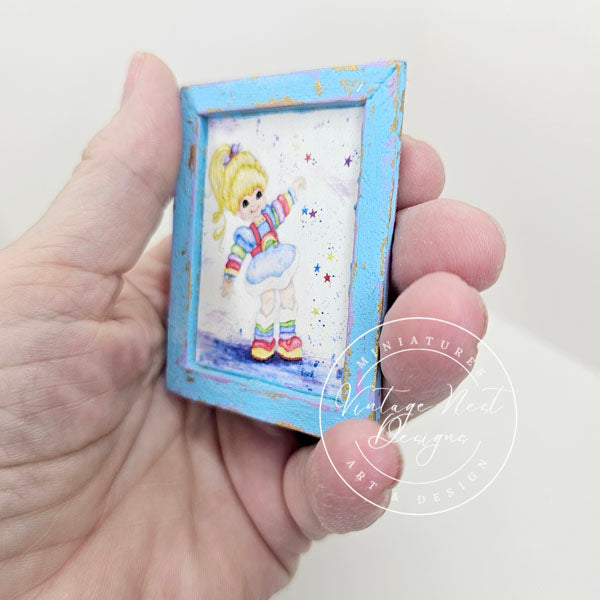 Miniature Rainbow Bright No.1-1 Blue Art, 1:12 Scale Dollhouse Shadow Box