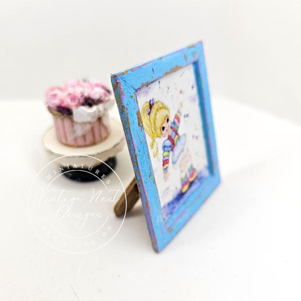 Miniature Rainbow Bright No.1-1 Blue Art, 1:12 Scale Dollhouse Shadow Box