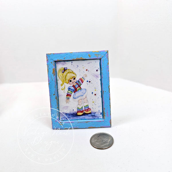 Miniature Rainbow Bright No.1-1 Blue Art, 1:12 Scale Dollhouse Shadow Box