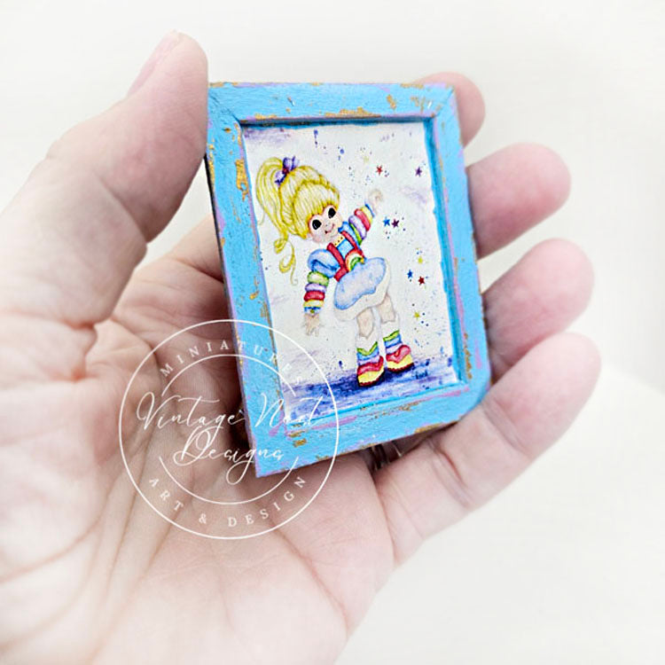 Miniature Rainbow Bright No.1-1 Blue Art, 1:12 Scale Dollhouse Shadow Box