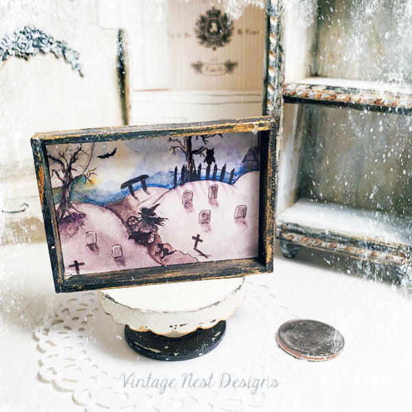 Miniature The Witch in the Cemetery No.1:1 Handmade for Dollhouse