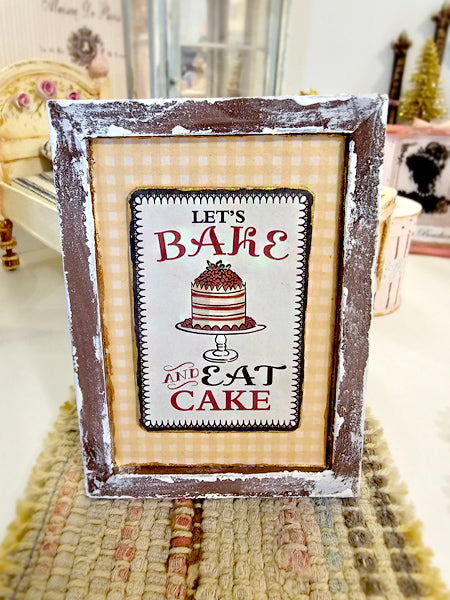 Miniature Bakery Sign No.22:2 Handmade Wooden Framed Art Diorama Room Shadow Box