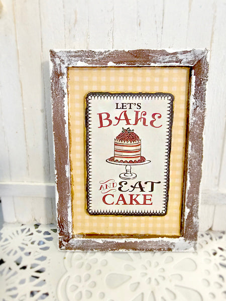 Miniature Bakery Sign No.22:2 Handmade Wooden Framed Art Diorama Room Shadow Box