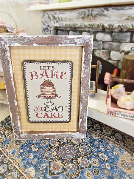 Miniature Bakery Sign No.22:2 Handmade Wooden Framed Art Diorama Room Shadow Box