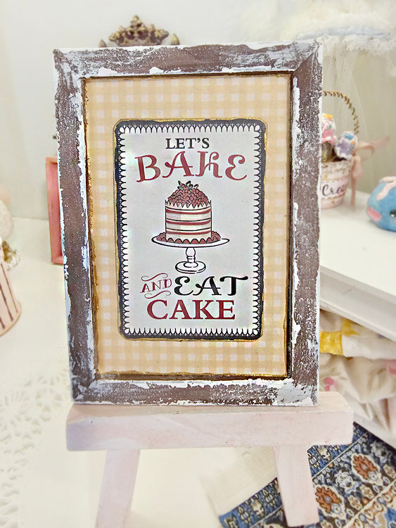 Miniature Bakery Sign No.22:2 Handmade Wooden Framed Art Diorama Room Shadow Box