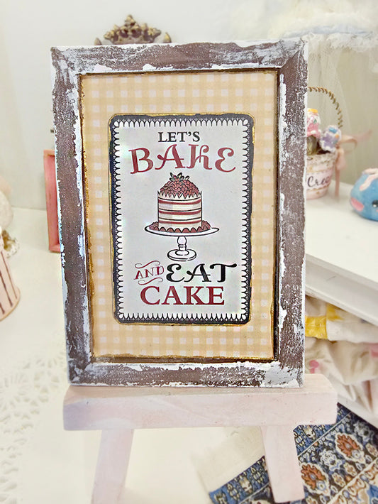 Miniature Bakery Sign No.22:2 Handmade Wooden Framed Art Diorama Room Shadow Box