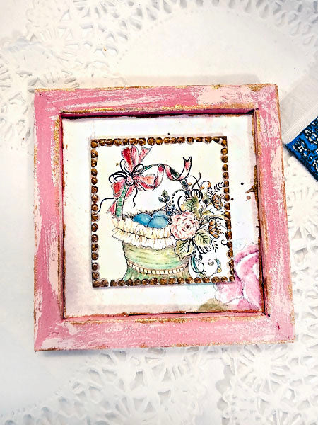 Miniature Panier de Fleurs N°1:2 Cadre en Bois Art Diorama Boîte à Ombre pour Chambre