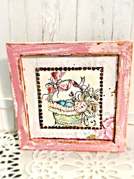 Miniature Panier de Fleurs N°1:2 Cadre en Bois Art Diorama Boîte à Ombre pour Chambre