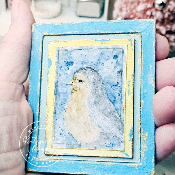 Bird No.2:2 Dollhouse Miniature Handmade Wooden Framed Art
