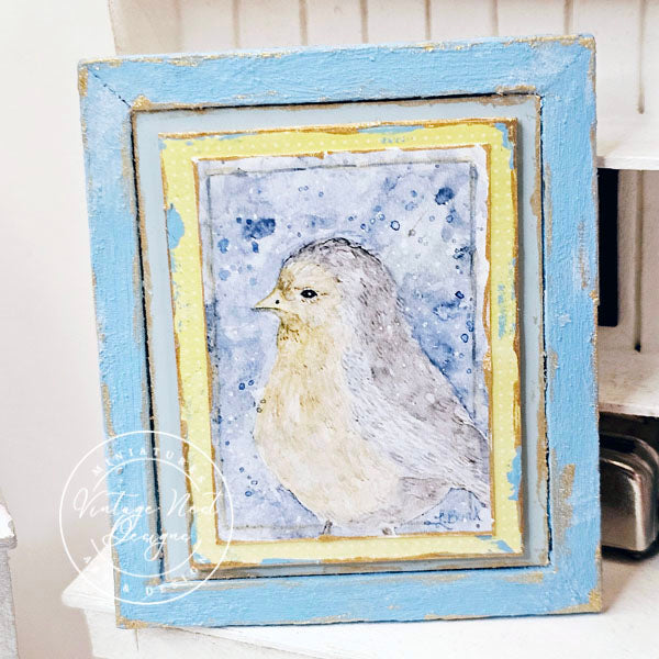 Bird No.2:2 Dollhouse Miniature Handmade Wooden Framed Art
