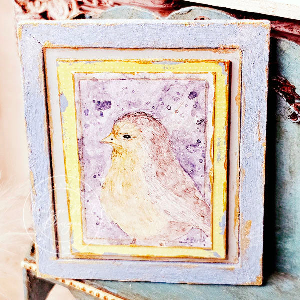 Bird No.2:2 Dollhouse Miniature Handmade Wooden Framed Art