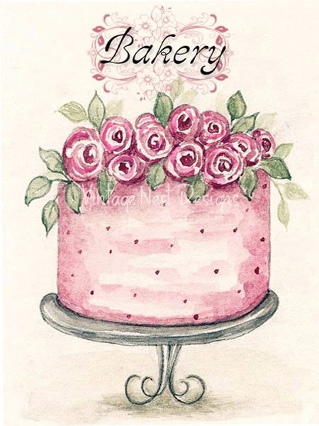 Cake No.7:2 Dollhouse Miniature Digital Print Watercolor Painting