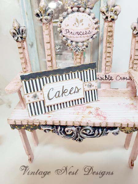Miniature Cake Sign No.2:1 Handmade for Dollhouse