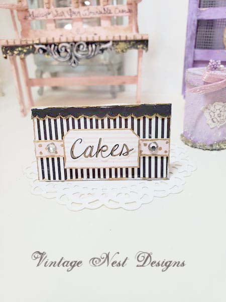 Miniature Cake Sign No.2:1 Handmade for Dollhouse