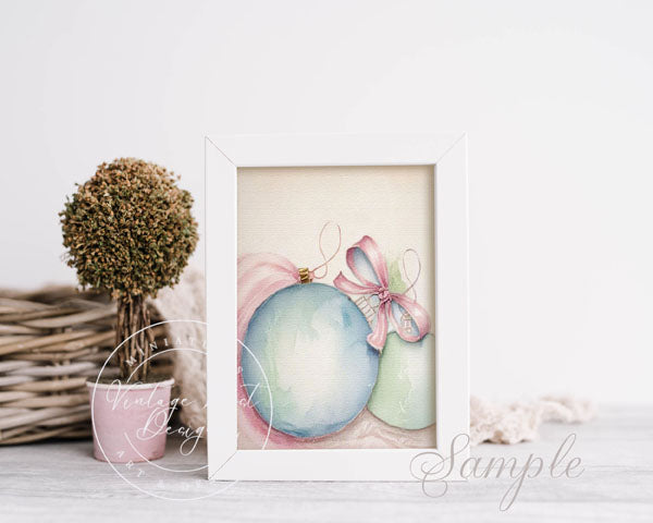 Digital Print Christmas Bulbs No.4:2 Watercolor Painting Instant Download