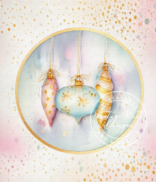 Digital Print Christmas Bulbs No.5:2 Watercolor Painting Instant Download