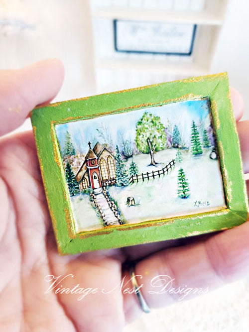 Miniature Church in the Woods No.2:2 Dollhouse Wall Decor 112 Scale