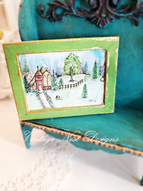 Miniature Church in the Woods No.2:2 Dollhouse Wall Decor 112 Scale