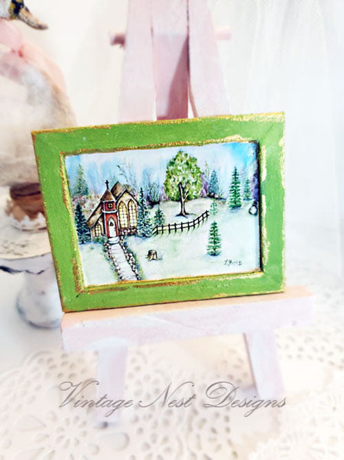 Miniature Church in the Woods No.2:2 Dollhouse Wall Decor 112 Scale