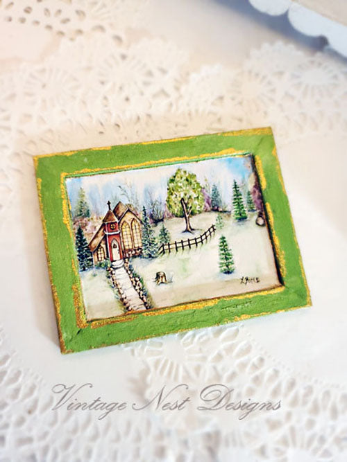 Miniature Church in the Woods No.2:2 Dollhouse Wall Decor 112 Scale