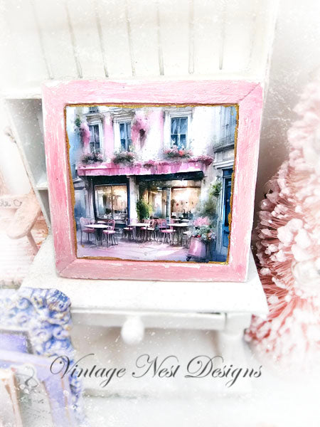 Miniature City Life 5:2:1 Pink Wood Frame Dollhouse Wall Decor Accessory 1:12 Scale