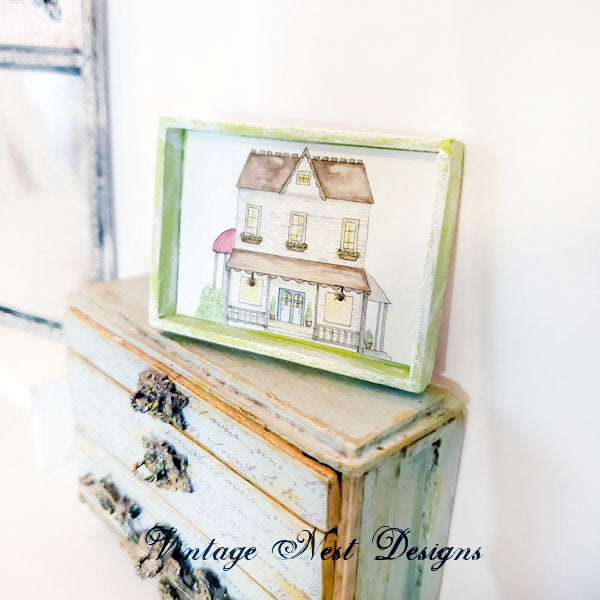 Dollhouse Miniature Country House No.1:2 Handmade Wooden Framed Art for Wall Decor