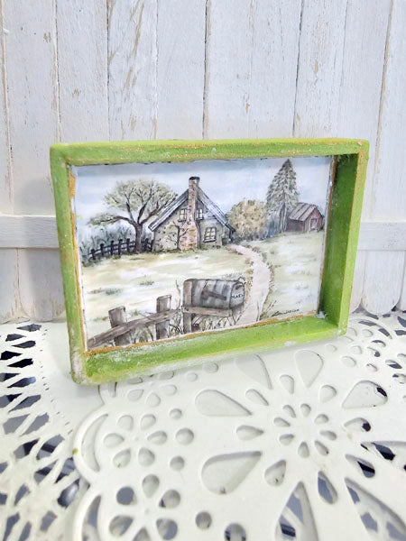Vie de campagne miniature N°2-2 Faite à la main pour maison de poupée Tableau encadré en bois