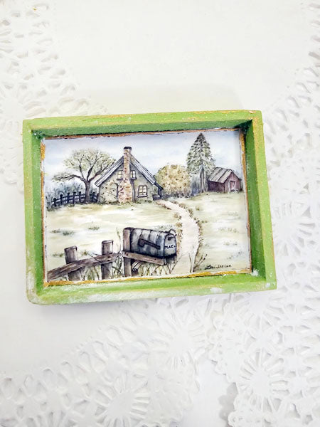 Vie de campagne miniature N°2-2 Faite à la main pour maison de poupée Tableau encadré en bois