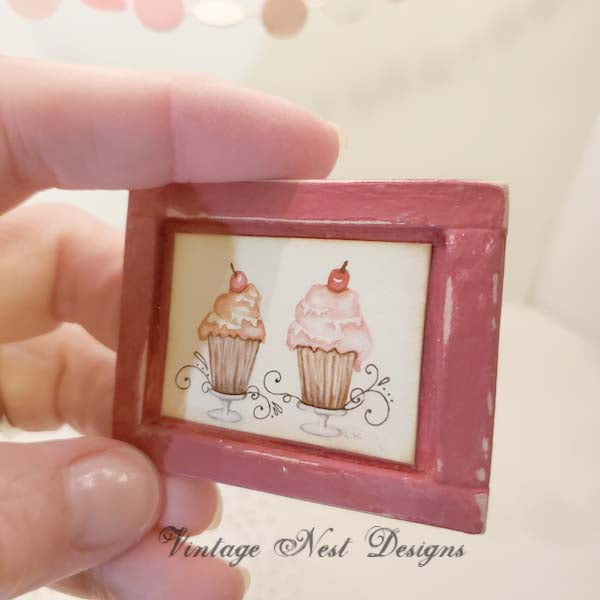 Miniature Le Treats No.2:2 Dollhouse Handmade Framed Art