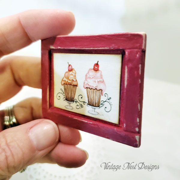 Miniature Le Treats No.2:2 Dollhouse Handmade Framed Art