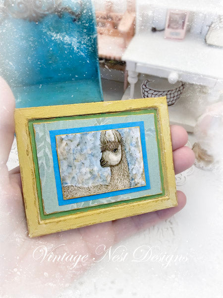 Miniature Llama No.1-2 Art Dollhouse Wall Decor 1:12 Scale