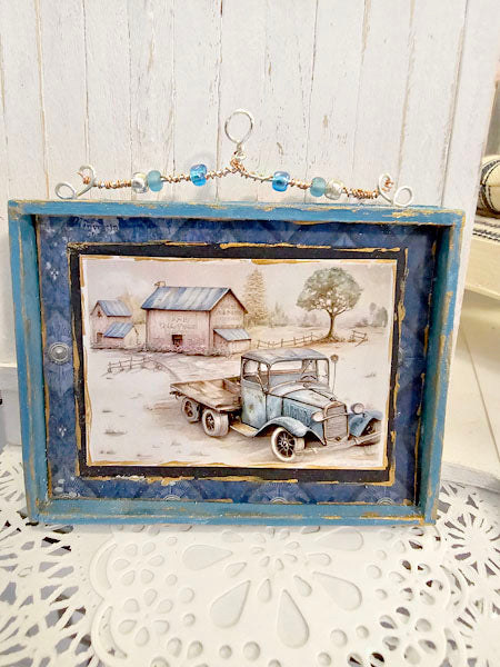 Miniature Model AA TruckNo.1:2 Handmade Wooden Framed Art for Dollhouse Diorama Shadow Box