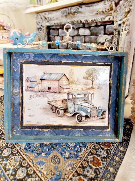 Miniature Model AA TruckNo.1:2 Handmade Wooden Framed Art for Dollhouse Diorama Shadow Box