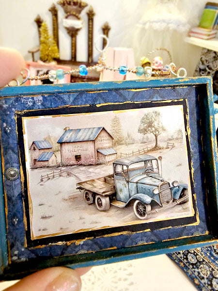 Miniature Model AA TruckNo.1:2 Handmade Wooden Framed Art for Dollhouse Diorama Shadow Box