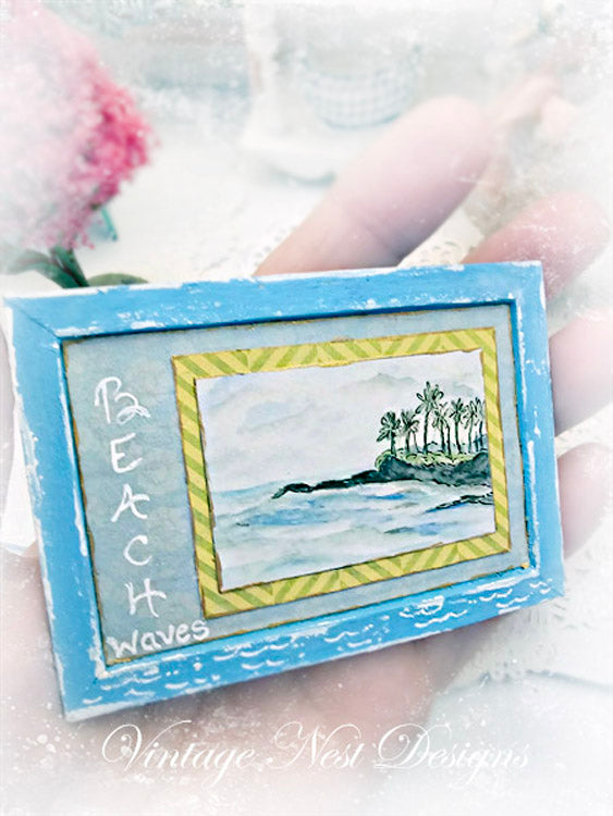 Miniature Ocean Scene No.1:2 Handmade for Dollhouse Wooden Framed Art
