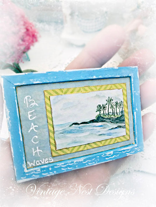 Miniature Ocean Scene No.1:2 Handmade for Dollhouse Wooden Framed Art