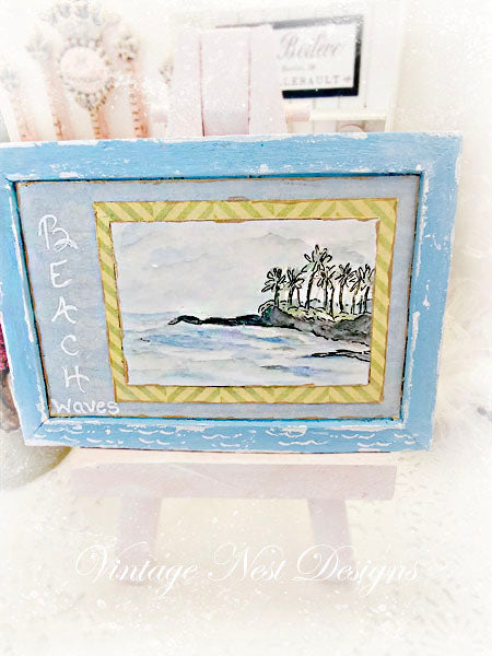 Miniature Ocean Scene No.1:2 Handmade for Dollhouse Wooden Framed Art