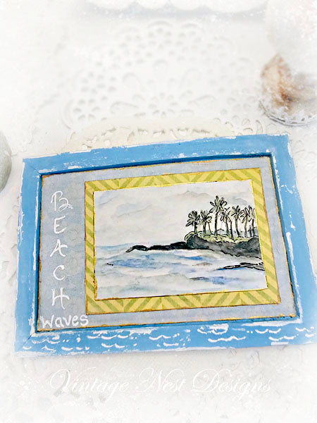 Miniature Ocean Scene No.1:2 Handmade for Dollhouse Wooden Framed Art
