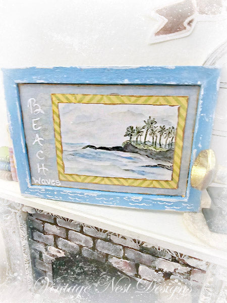 Miniature Ocean Scene No.1:2 Handmade for Dollhouse Wooden Framed Art
