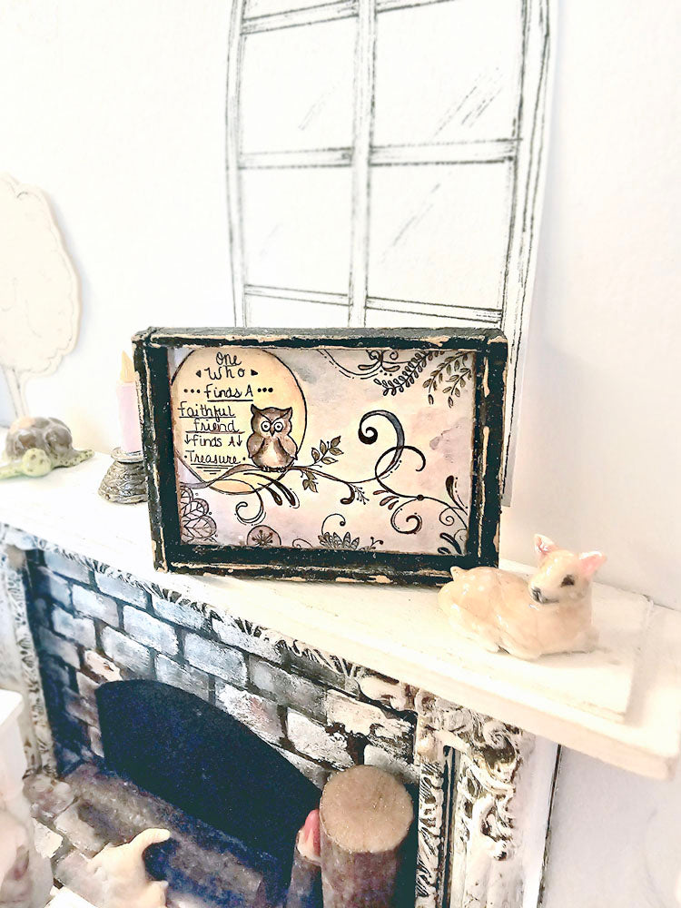 Dollhouse Miniature One Who? Owls No.2-2 Art 1:12 Scale Shadow Box