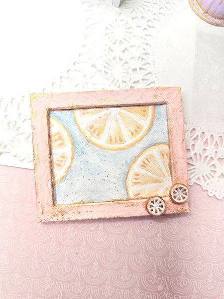 Miniature Oranges No.1:2 Handmade for Dollhouse Wooden Framed Art