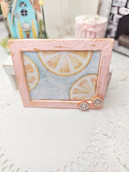 Miniature Oranges No.1:2 Handmade for Dollhouse Wooden Framed Art